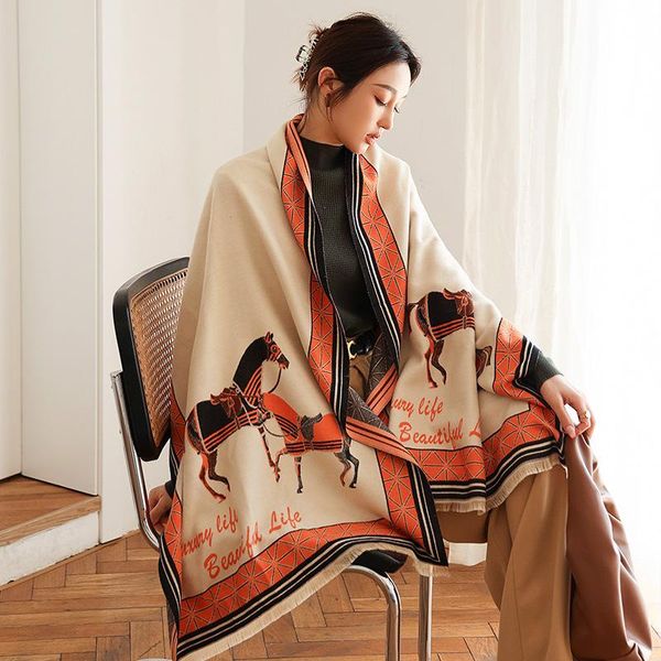

scarves winter keep warm thick blanket wome scarf double-sided oversized ladies shawl cashmere pashmina female bufanda mujer, Blue;gray