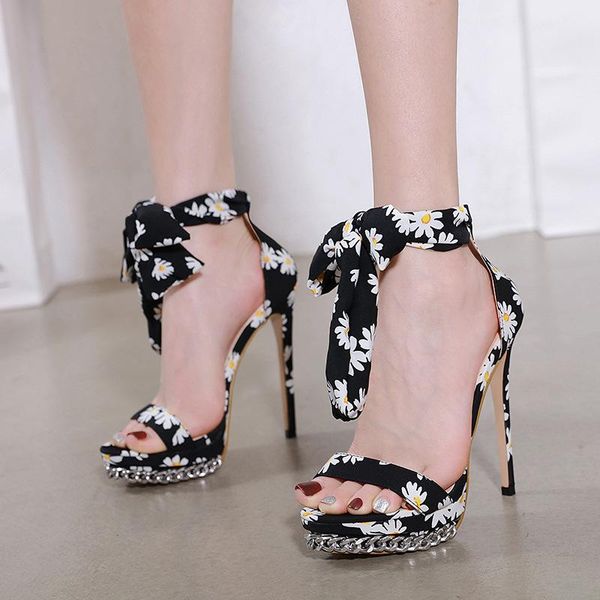 

thin heeled sandals shoes woman high heels pumps fashion summer 14cm, Black
