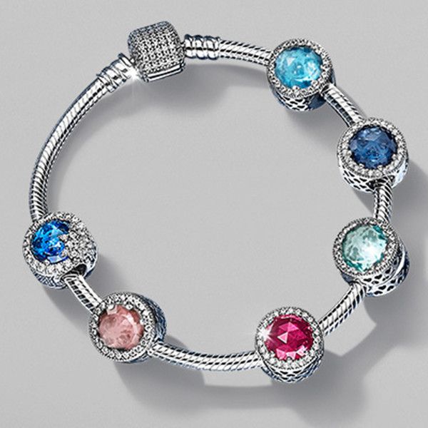 

925 sterling silver crystal clear cz charms european beads with original box fit pandora snake chain bracelet jewelry diy making, Black