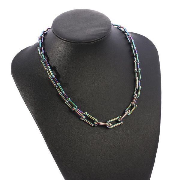 

chains gothic extract colorful chunky chain necklaces for women punk thick linked femme party jewelry gift, Silver