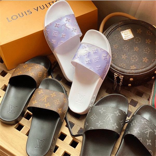 

fashion men women sandals designer shoes luxury slide summer fashion wide flat slippery sandals slipper flip flop gglvlouis&#133, Black