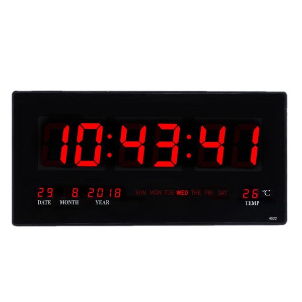 

wall clocks electronic digital calendar alarm clock living room large screen luminous silent 6 digits 24hours desktop