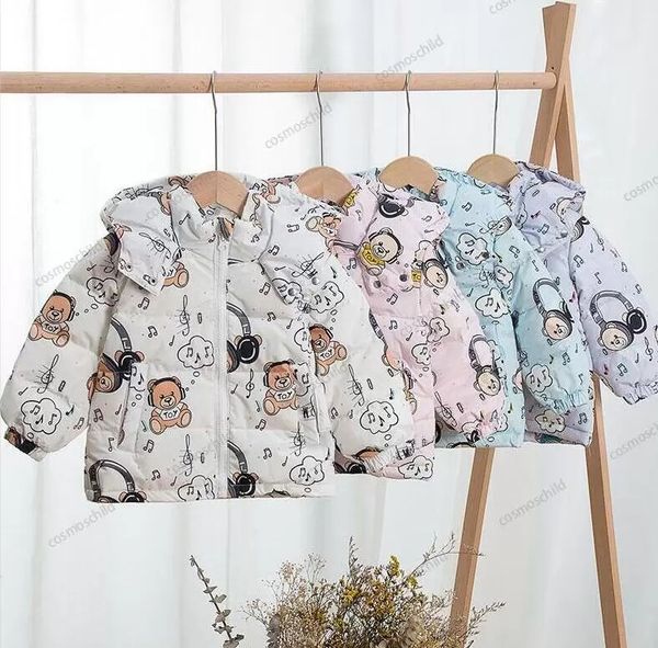 Moda Tasarımcısı Kız Erkek Aşağı Ceket Çocuklar Erkek Pamuk Yastıklı Küçük Ayı Ceketler Mont Çocuk Sıcak Tutmak Kalın Kapüşonlu Fermuar Giyim Bebek Kız Giysileri