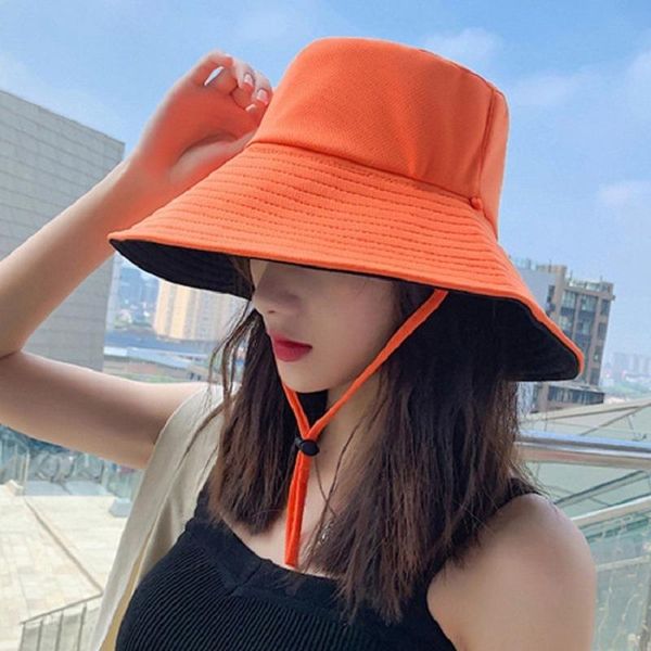 

2021sun hat double-sided can wear summer sun protection big brim foldable outdoor beach riding female hats, Black;white