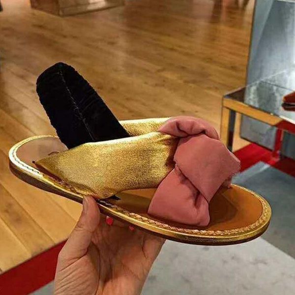 

sandals women knotted pink gold black casual ladies home slipper