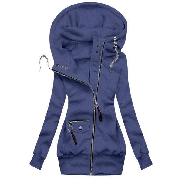

women's hoodies & sweatshirts zip-up solid color stitching drawstring hooded slim fashion jacket coat outwear lace up, Black