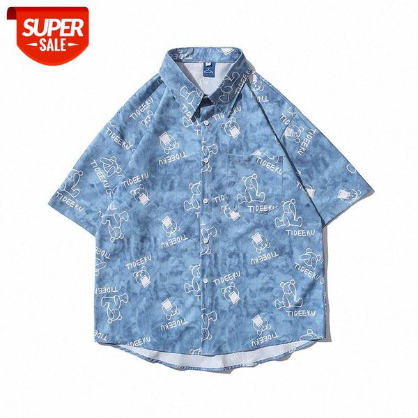 

japanese full-print short-sleeved shirt male street loose casual couple half-sleeved floral #gw2y, White;black