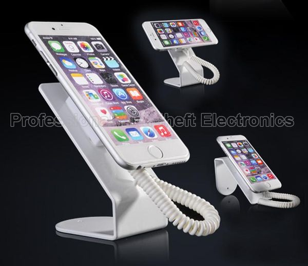 

alarm systems pcs metal cell phone security display stand holder in mobile retail shop with stretched pull wire box