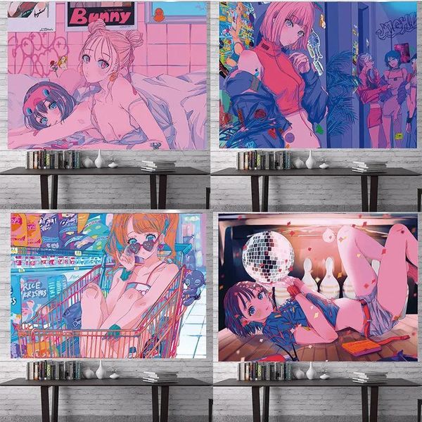 

tapestries tapestry girl wall cloth bedroom background dormitory bedside cute decoration anime