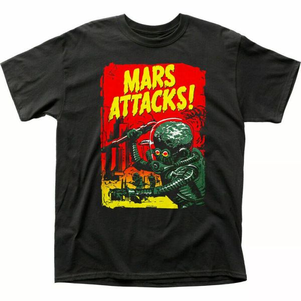 

mars attacks gradient poster t shirt mens licensed movie ufo aliens tee black, White;black