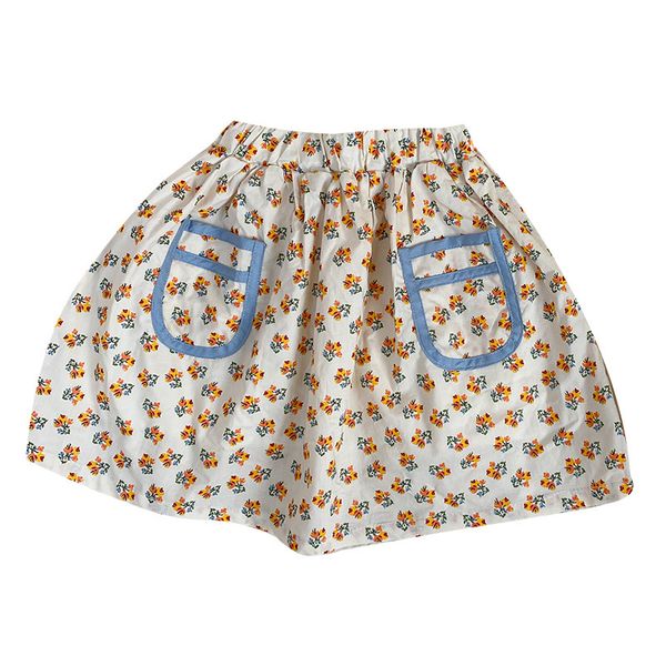 

baby girls skirts kids spring new flower print casual long skirt girls princess skirt child clothes 210413, Blue