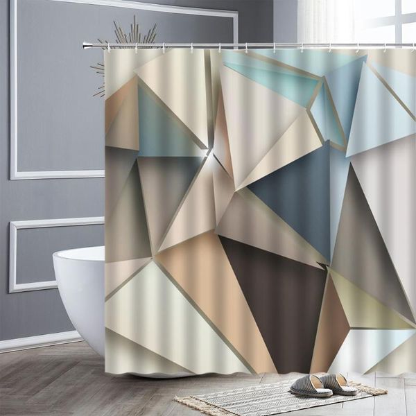 

creative geometric pattern shower curtains waterproof fabric curtain black white cube 3d nordic bathroom decor screen with hooks