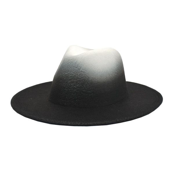 

berets fedora hats gradient color felt hat men women spring autumn formal dress panama sombreros de mujer nz191, Blue;gray