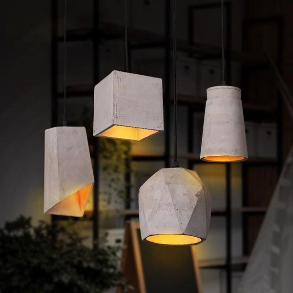 

pendant lamps nordic rustic cement led lights loft style lampe vintage industrial lighting fixtures retro hanging light lampen lampara