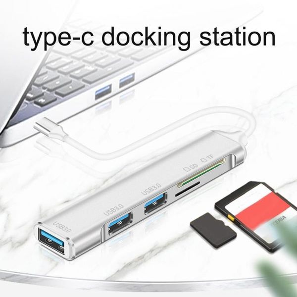 

hubs type-c cable hub 5-in-1 with sd/tf slot data transmission usb3.0 expansion dock for laptop