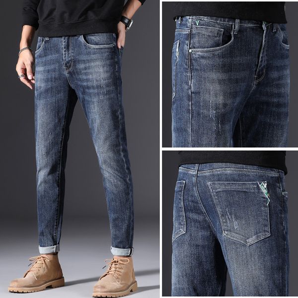 

autumn and winter jeans korean fashion slim leggings men's versatile casual jean, Blue
