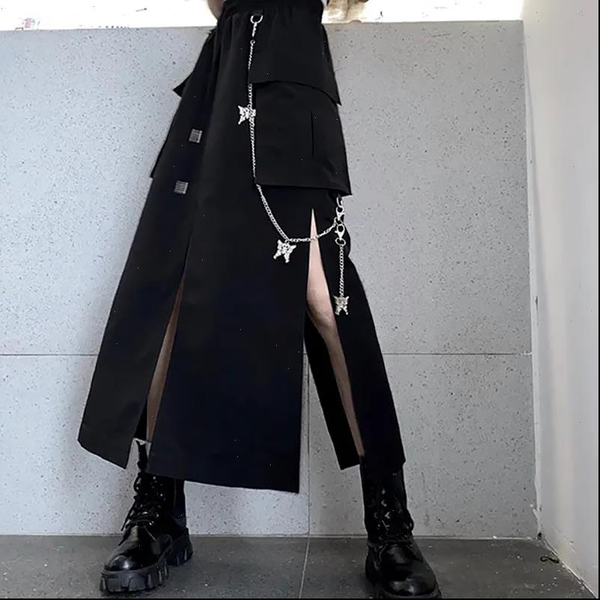 

summer casual suit korean harajuku womenpant slim high street shirt retro mid length skirt small strap chain dropshipping, White