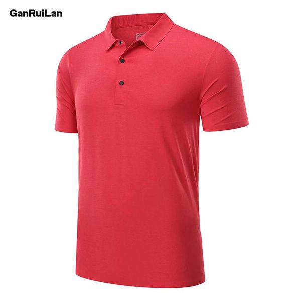 Homens de verão nylon polo camisa homem negócio estilo casual branco cor sólida manga curta polos camisas tops ls-r279 210518