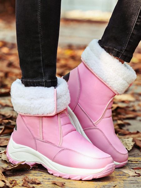 

boots fashion warm winter snow women 2021 flats white black pink blue botas mujer