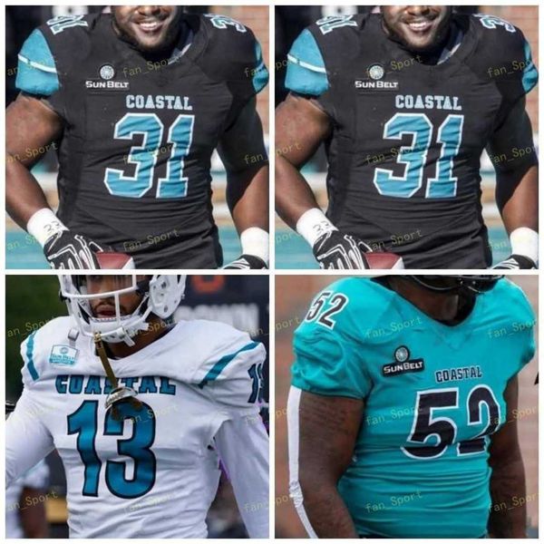 

coastal carolina chanticleers ncaa college 11 kameron brown 5 shermari jones 2 reese white 9 tarron jackson 31 de'angelo henderson 84 m, Black