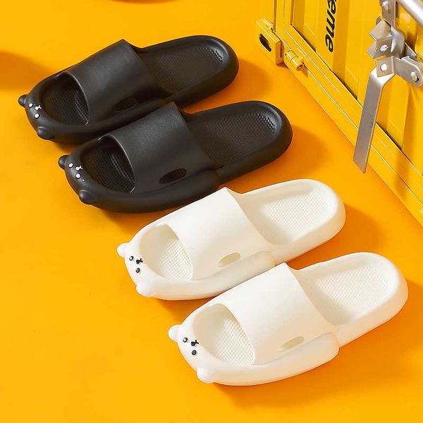 

elling summer women men cartoon eva soft sole slippers indoor flip flops anti-slip couple home designer sandals slides ladies shoe classic l, Black