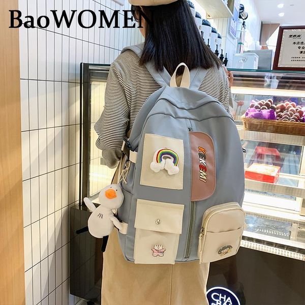 

backpack baowomen women ladies nylon cloth waterproof large capacity student bag casual college style