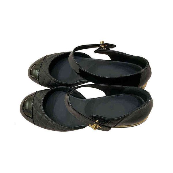 

women's formal shoes 2021 small fragrance lingge baotou mary jane sandal's round head black and white color matching ballet flat