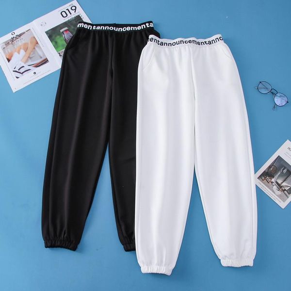 

women's pants & capris women jogger 2021 spring and autumn letter female ankle-length teenager girls korean style black white n47