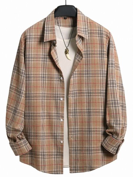 

men plaid print shirt without v7pe#, White;black