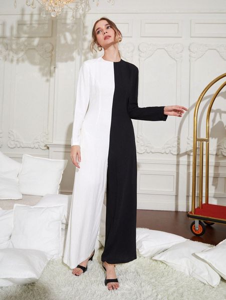 

x mariyam cyma two tone wide leg jumpsuit 35oa#, White