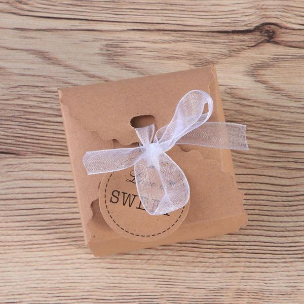 

gift wrap 50pcs wavy kraft pattern wedding supplies candy boxes creative chocolate party favors with chiffon yarn