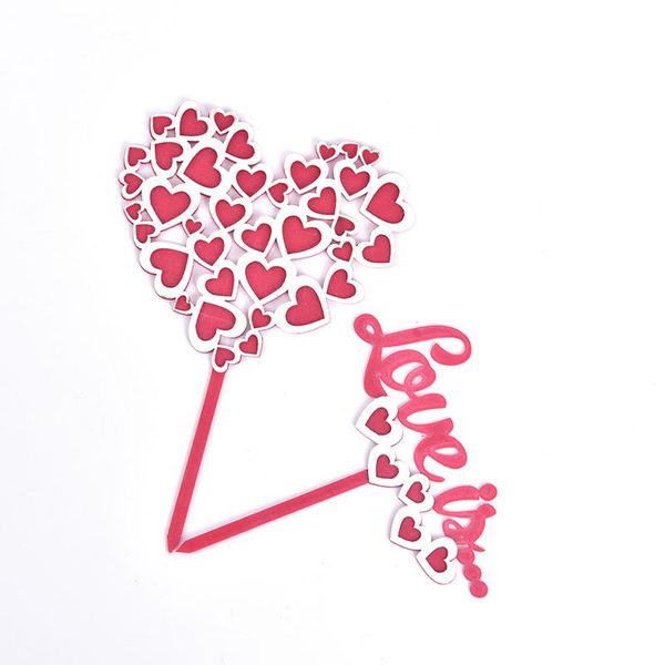 

party decoration happy valentine's day birthday cake er red love heart acrylic cupcake for valentine anniversary decorations
