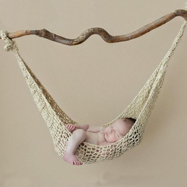 

baby cribs solid color born crochet knit hammock hanging cocoons bed po props