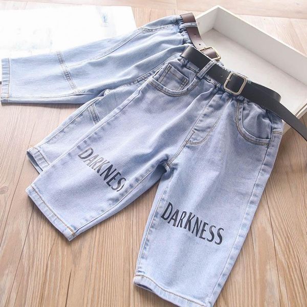 

baby girls pants knee-length with belt trousers, Blue