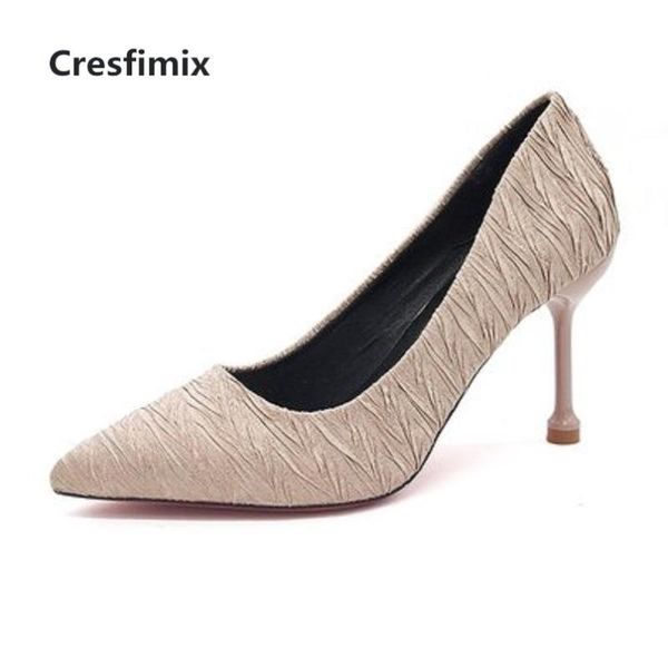 

cresfimix femmes talons hauts women fashion sweet beige comfortable office high heel shoes lady cool pumps c2964 dress, Black