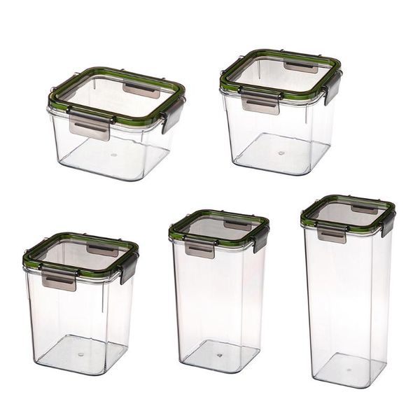 

storage bottles & jars x4ye airtight food box clear transparent sealed plastic container kitchen grain snack tea tank square organizer
