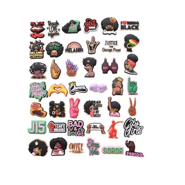 

black girls boys cartoon pvc shoes charm shoes buckles action figure fit bracelets croc jibz shoe accessories wristband button kids gift, White;pink