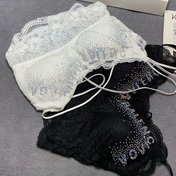 

506 spot internet celebrity same style french lace small sling letter latex cup cover womens short tank small slip small sling, Black;white