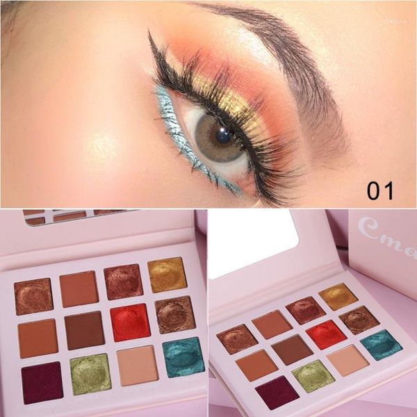 

cmaadu 12 color glitter eyeshadow palette long-lasting waterproof colorfast shimmer matte eye shadow makeup1