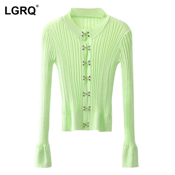 

women's knits & tees [lgrq] knitting cardigan yellow casual slim sweater fit round neck flare long sleeve women fashion spring autumn 2, White