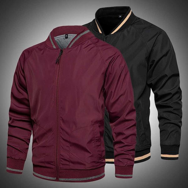 

casual men bomber jacket spring autumn outerwear zipper coat 2021 new men windbreaker jackets breathable thin male outfits x0621, Black;brown