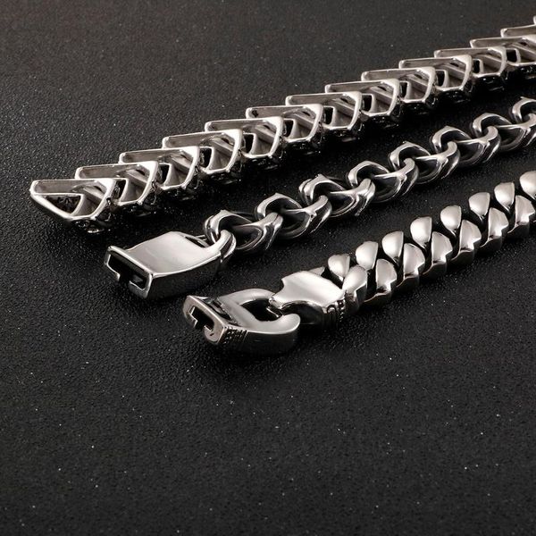 

link, chain man jewels punk chunky twisted link bracelet men stainless steel mysterious skull charm bangle homme jewellry accessories, Black
