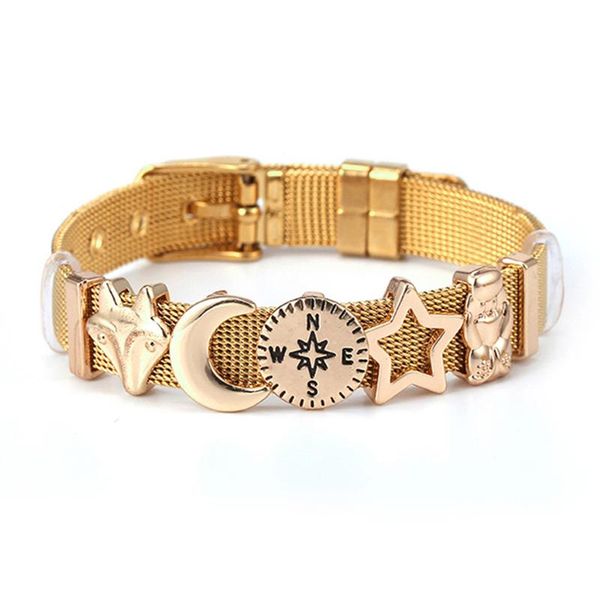 

charm bracelets diy cute animal play in the forest slide beads fit 10mm watch style keeper for women jewelry gift making, Golden;silver