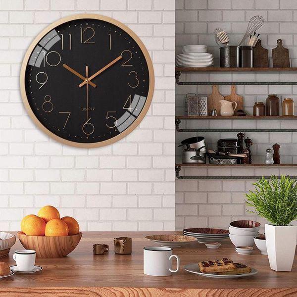 

wall clocks clock 12-inch modern silent quartz for bedroom kitchen bathroom decoration