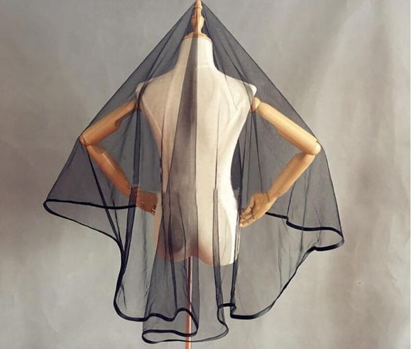 

bridal veils black gothic wedding womenone ribbon edge finger tip veil
