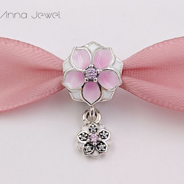 ciondoli per kit per creazione di gioielli Magnolia Pandora braccialetti in argento sterling 925 set da donna indiano braccialetto da sposa catena perline collana pendente regali di San Valentino 792077PCZ