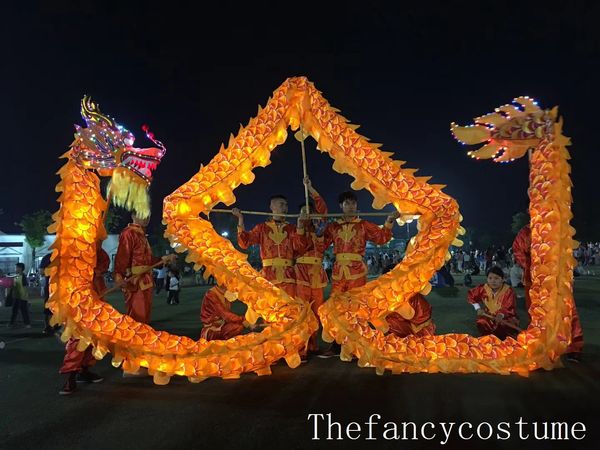 18 Meter, 10 Erwachsene, Bühnenkleidung, chinesische Oper, traditionelle Kultur, LED-Leuchten, Stoff mit Seidendruck, Licht, DRACHENTANZ, Bühnenstütze, Volksfest, Maskottchen, Partykostüm