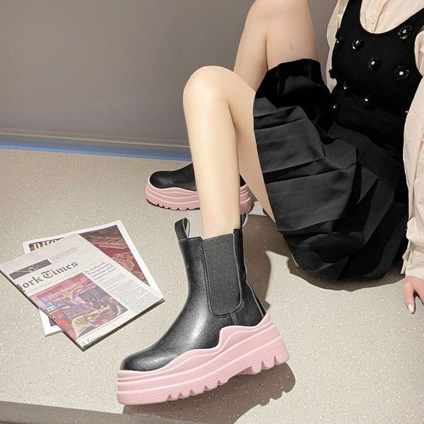 

boots 2021 spring autumn ankle cecil womens platform fashionable women's short british locomotive, Black