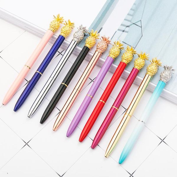 

ballpoint pens kawaii crystal ball ballpen fashion girl large metal pineapple for school stationery office supplies, Blue;orange