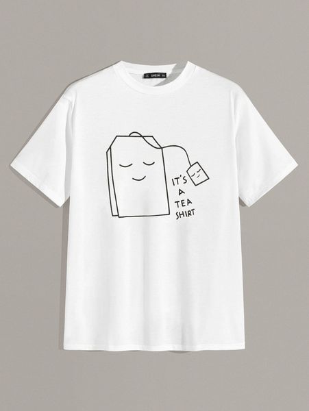 

men slogan and cartoon graphic j4eo#, White;black